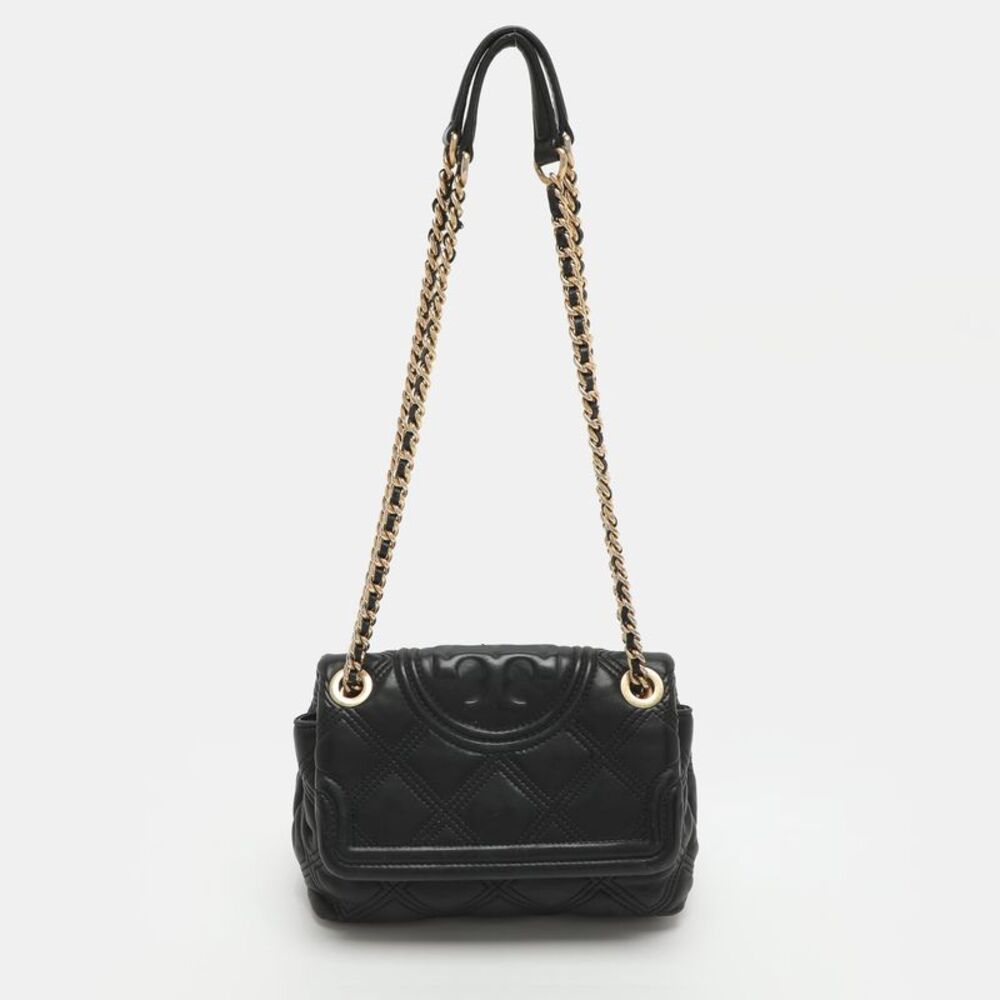 Tory Burch Fleming Black Soft Leather Shoulder Bag